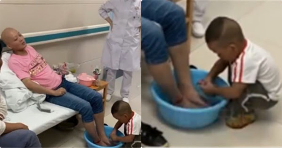 Cậu bé 2 tuổi rửa chân cho mẹ 𝚞𝚗𝚐 𝚝𝚑ư giai đoạn cuối: Hiếu hạnh con muốn nuôi mà mẹ không thể đợi