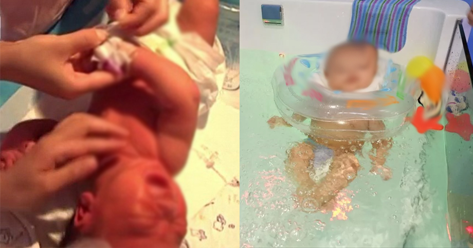 Em bé sơ sinh vừa đầy tháng 𝚌𝚑ế𝚝 𝚗𝚐ạ𝚝 khi tập bơi tại nhà dù có sự giám sát của phụ huynh