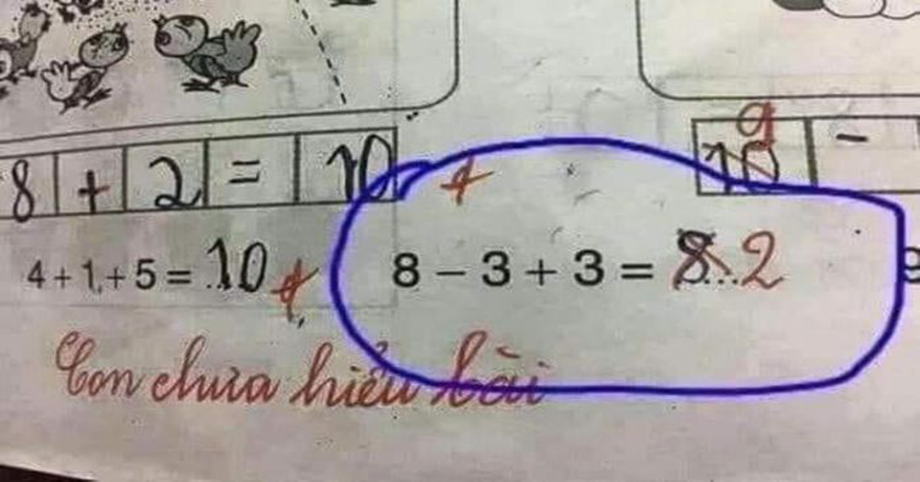 Học sinh giải “8-3+3=8”, cô giáo lại cho bằng 2 khiến phụ huynh “rối não”: Ai đúng ai sai?