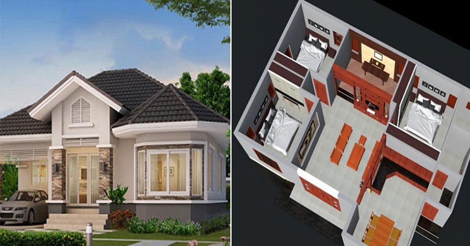 Hai kiểu nhà cấp 4 rộng 100m2 với 3 phòng ngủ chi phí 450 triệu quay đầu đẹp xuất sắc ai cũng mê