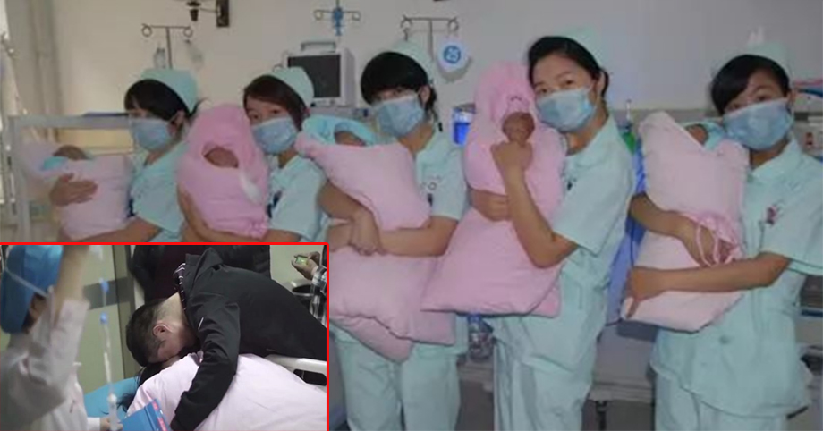 30 người thân hộ tống sản phụ đi sinh, bố gục xuống khi y tá bế lần lượt 5 bé, cả họ cười nghiêng ngả