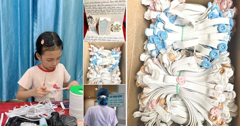 Bé gái 9 tuổi trắng đêm tự tay làm 500 chiếc “ᴛai giả” gửi đến các y bác sĩ Bắc Giang
